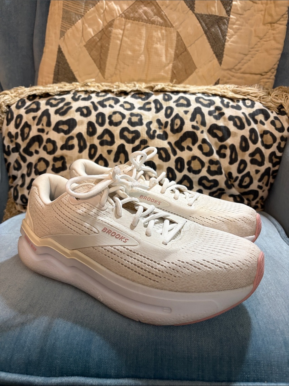 Brooks Women's Athletic Running Shoes in white with Pink Accents